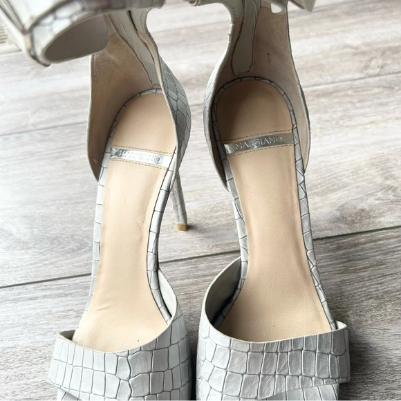 GUESS  by Marciano Silver Croc Print Stiletto Heels All Leather - Picture 8 of 15